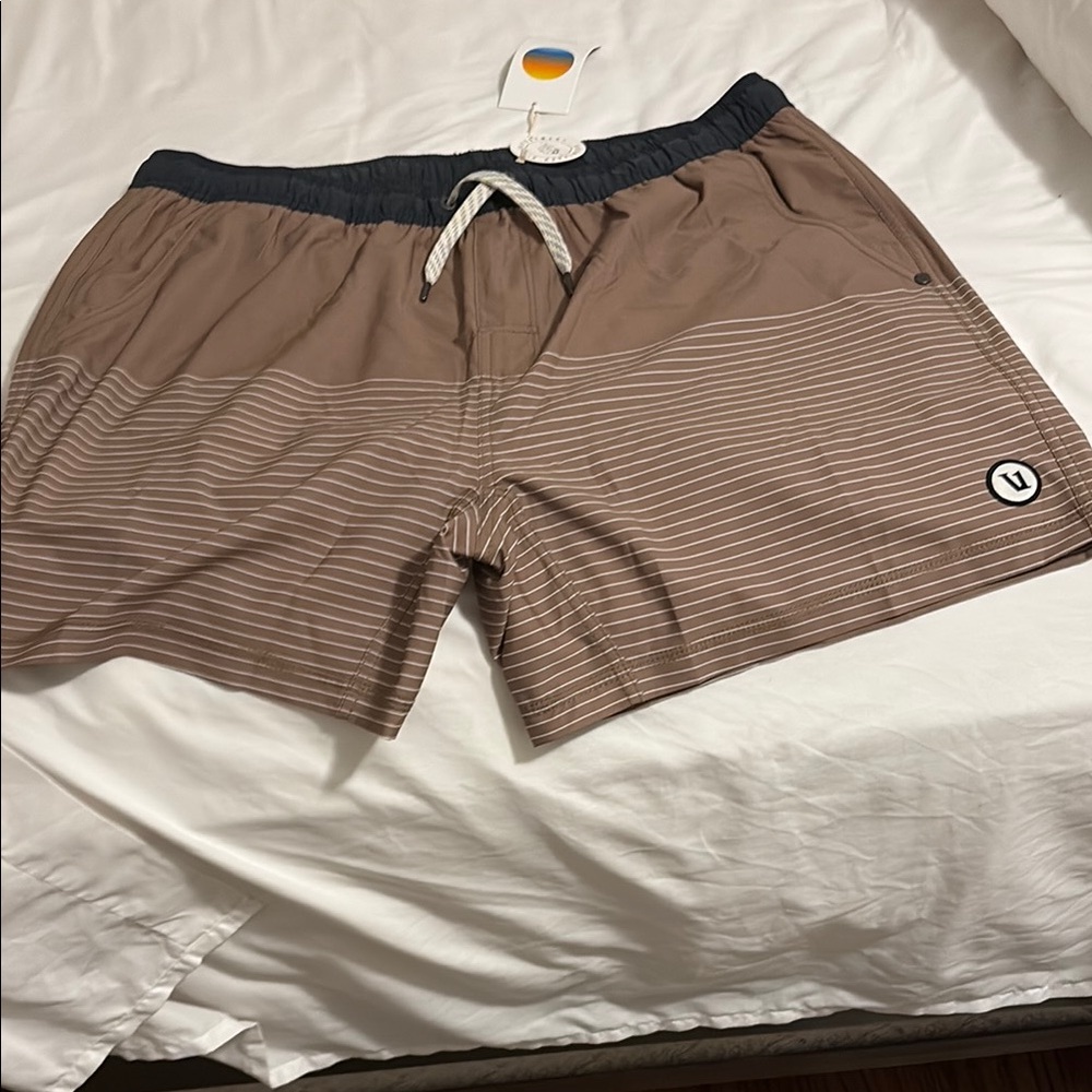 Brown Striped Shorts